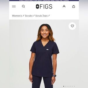 Figs Deep Blue V-Neck Scrub Top